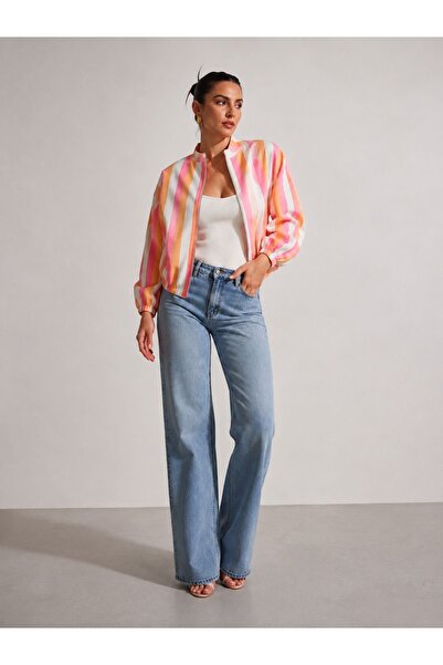 MODA “Pastel Çizgili Dapıl Bomber Ceket” 🌸