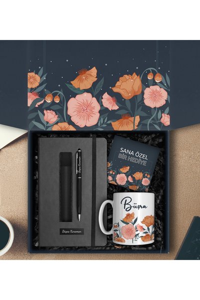 Apollon Gift Shop Kişiye Özel Tasarım Kupa & Defter & Deri Kılıflı Touch Pen ...