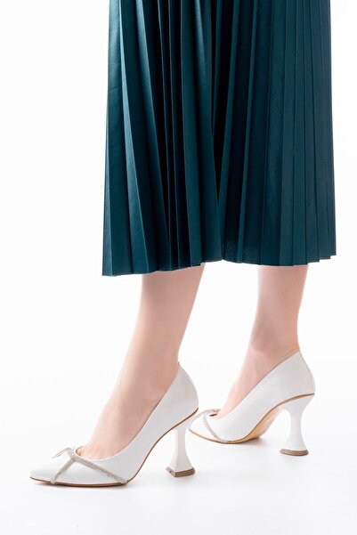 Zerenyus Zri̇nk-10 White Daily Spiral Stone Heeled Shoes 6 cm