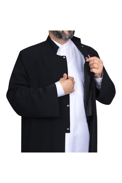 Hakim Yaka Sade Düz Cübbe - Siyah