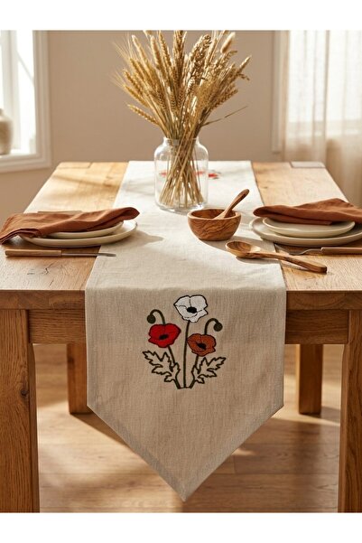 Miabella Home Ranner Nakışlı Dekoratif Runner Mutfak ve Yemek Masası Dekoru