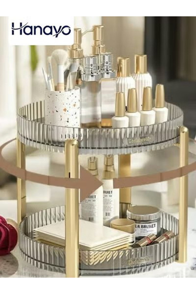 Hanayo 360° Rotating Makeup Organizer Cosmetic Desk Storage Perfume Display C...