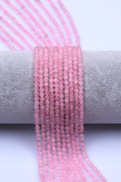 Alibaba Doğaltaş Pembe Kuvars Doğal Taş Dizi 3 mm Fasetli Küre Kesim - DZ-1551