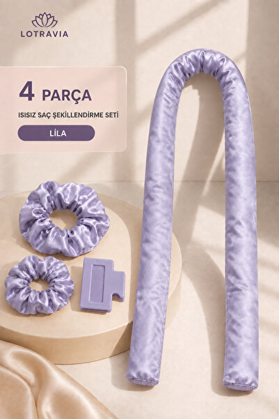 Lotravia Σετ styling μαλλιών χωρίς θερμότητα 4 τεμαχίων – Σατέν λουράκι μαλλι...