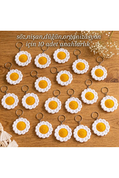 PERFECT 10 Pieces Daisy Keychain for Promise Engagement Wedding Organization ...