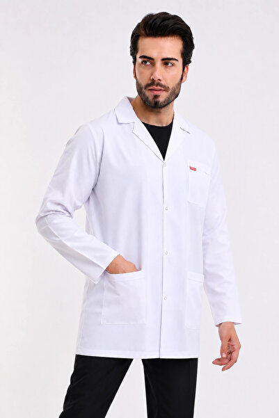 Bilenn Tekstil Doktor Öğretmen Erkek Önlük Ceket Boy Ceket Yaka - 171 Beyaz