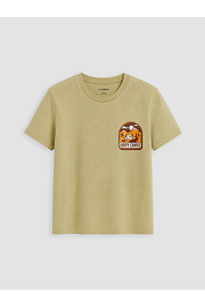 LC Waikiki Khaki Crew Neck Printed Boy's T-Shirt