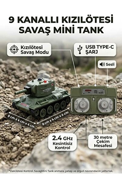 Genel Markalar Uzaktan Kumandalı Tank Mini Boy Metal