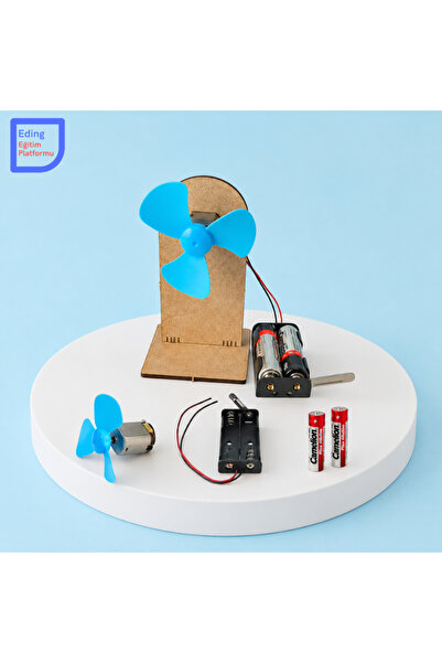 EDİNG EĞİTİM PLATFORMU Eding Elektrikli Motorlu Zı Pervane Yel Değirmeni STEM Kiti | Pilli Basit Elektrik Devresi Fen Bilimleri Deney ve Yapım Seti