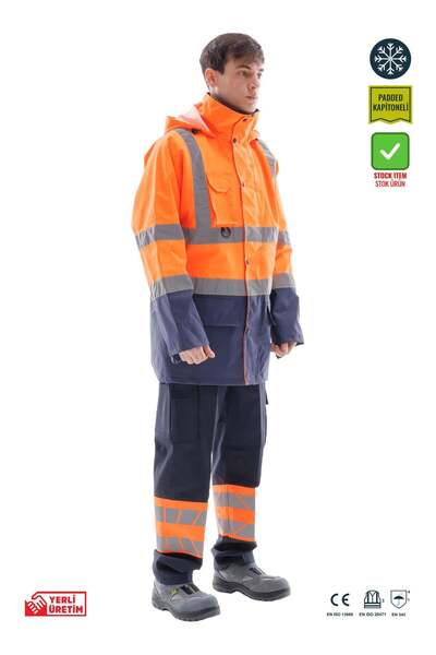 Frekans İş Güvenliği İş Kıyafetleri Safesawa Alaska Hi-Vis Parka Neon Orange ...