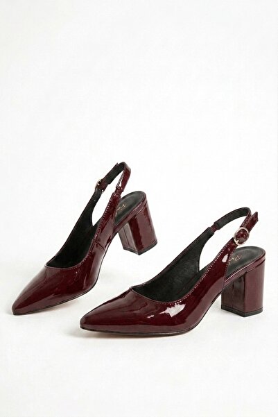 Nubbock Open Back Women's Burgundy Patent Leather Open Back 5 cm Heeled Shoes...