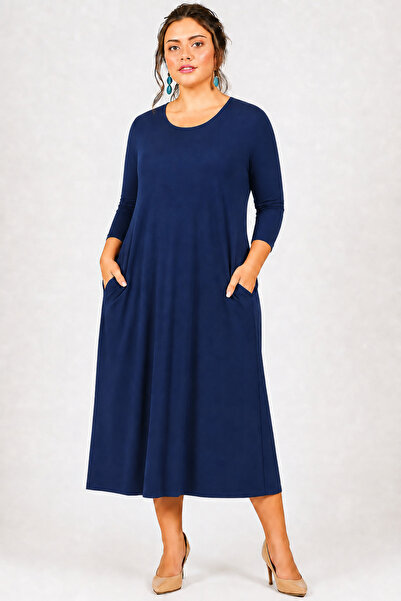 Curvy Trend Rochie din viscoză cu mânecă lungă, croială largă, mărime mare, b...