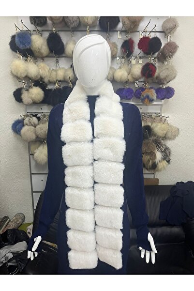 A&C Kürk Plush Fur Striped Long Scarf