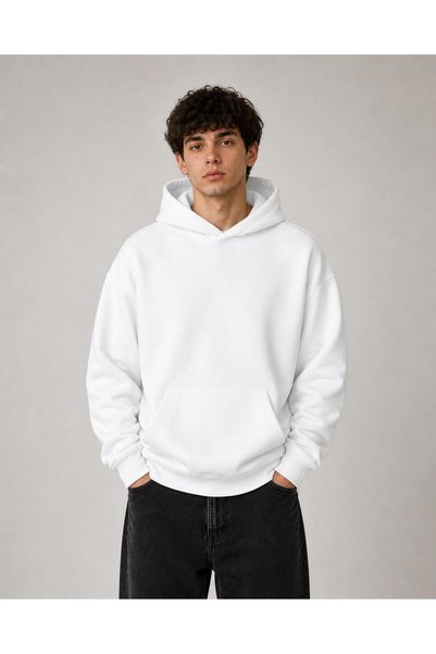 CLIPMAN Unisex 3 iplik Kapşonlu Düz Sade Sweatshirt