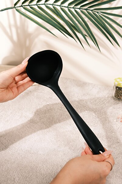 AYEM HOME Heat Resistant Silicone Ladle Black