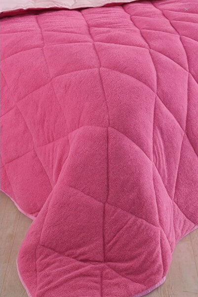 İlkim Tekstil "With a Gift" Double-Sided 195X215 Luxury Welsoft Quilt Pink "U...