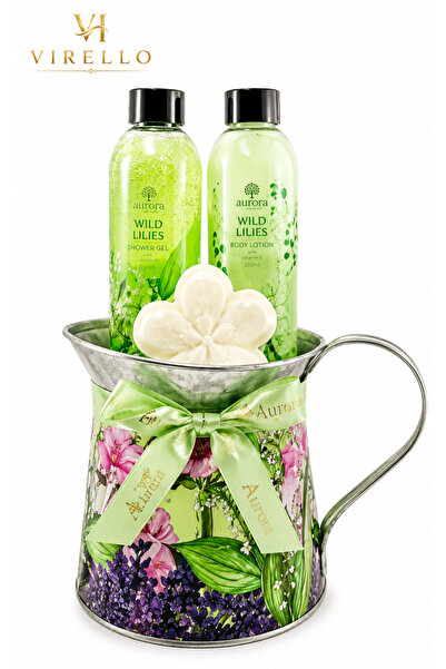 Aurora Set cadou Wild Lilies, 3 piese, gel de duș, loțiune de corp și săpun, ...