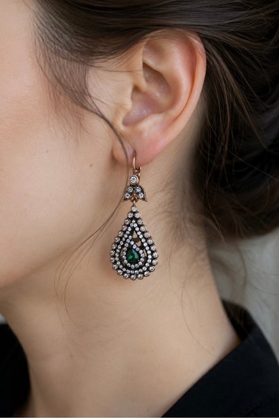 FAYRA ACCESSORIES Zircon Stone Earrings with Water Drop Figure, Authentic Design