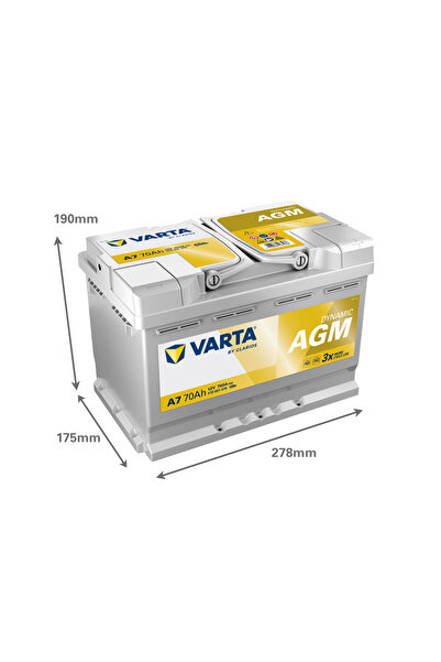 Varta A7 12V 70Ah 760A Dynamıc Start Stop Agm Akü Ana Bayiden(Üretim Tarihi:Q...