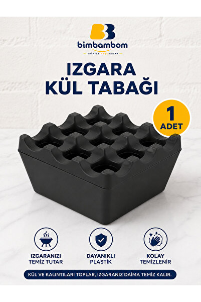bimbambom Siyah Izgara Küllük, Rüzgar Uçurmaz Izgaralı Kokusuz Plastik Kafe M...