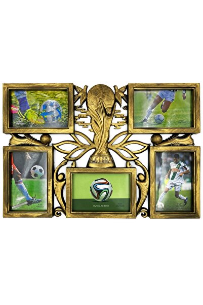 Rhainer Ramă Foto Colaj "World Cup", Plastic, Tema Fotbal, Pentru 5 Fotografii