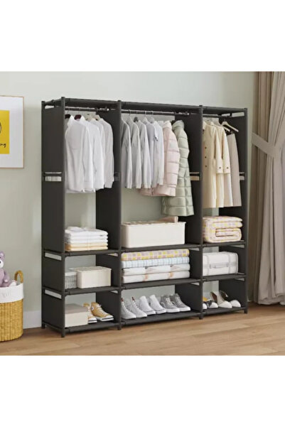 OEM Dulap textil cu bară pentru umerașe și rafturi de depozitare, 130 × 36 × ...