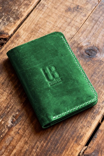 Urban Bag Handmade Wallet made of natural Leather Concept 1 – Green (Thread c...