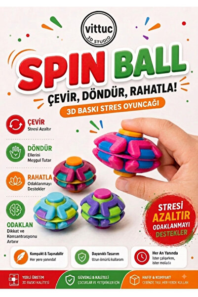 vittuc Spin Ball Stres Topu Çelik Rulmanlı A Kalite Basmalı Dönen Topa