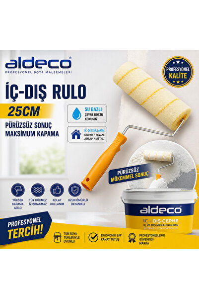 aldeco 25 CM İç Dış Cephe Boya Rulosu Su Bazlı Saplı Profesyonel Boya Rulosu