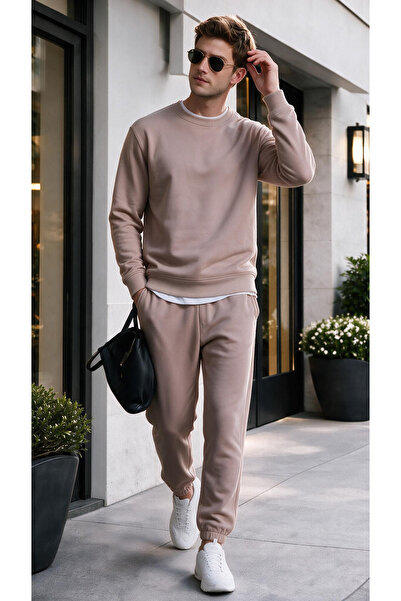 EydaMoon Men's Winter 3 Thread Crew Neck Top and Bottom Tracksuit Set (Soft P...