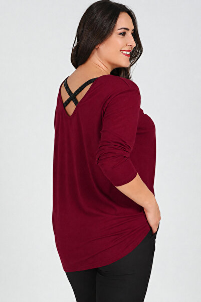 Curvy Trend Μπλούζα μεγάλου μεγέθους με σταυρωτό σχέδιο στην πλάτη, ρίγες και...