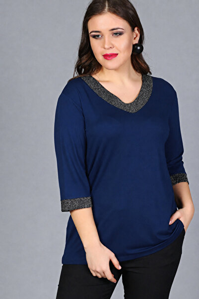 Curvy Trend Μπλούζα μεγάλου μεγέθους με λάστιχο στο λαιμό και στο μανίκι, με ...