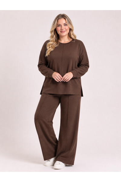 Kadın Eşofman Takımı Büyük Beden Likralı Rahat Kalıp Bol Paça L-XL-XXL-XXXL Bedenler
