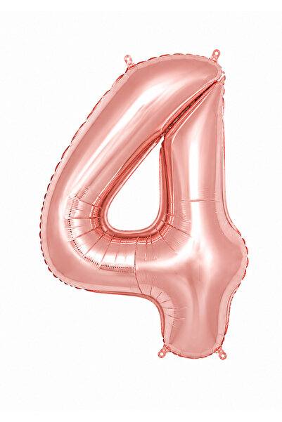 Parti Zamanı 102 cm RoseGold 4 Rakam Folyo Balonu, Sayı Büyük Boy Helyumla Uçan