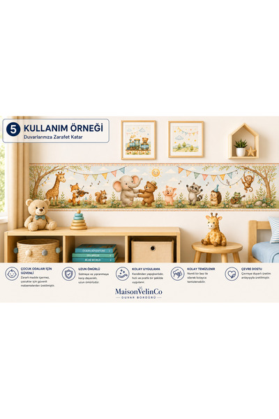 MaisonVelinCo Cute Forest Animals Kids Room Wall Border – Self-Adhesive Decor...