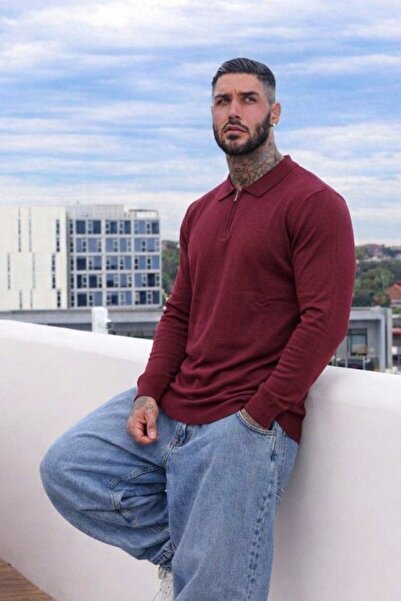 Maccali Hanorac casual pentru bărbați, mărime mare, culoare burgundy