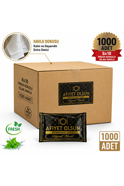 BARIŞKAN Tek Kullanımlık Islak havlu Paket - afiyet olsun Baskılı Poşet / 100...