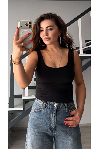 Oslove Black Bra-Free(Padded) Tank Top