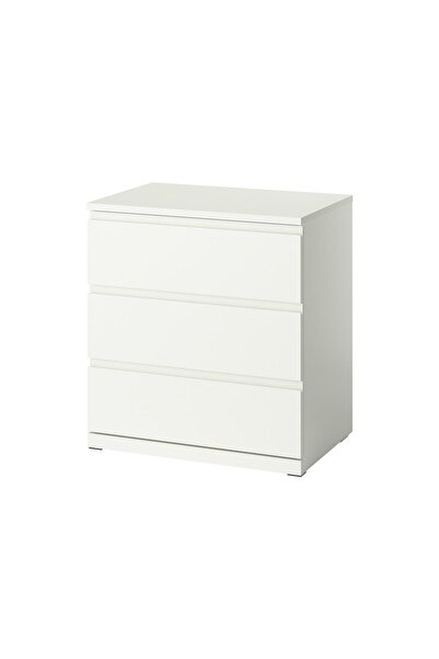IKEA Modern Beyaz 3 Çekmeceli Şifonyer 70x50x75 cm - Yatak Odası Dolabı