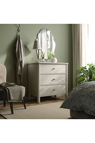 IKEA Modern Gri 3 Çekmeceli Şifonyer 93x50x91 cm - Yatak Odası Dolabı