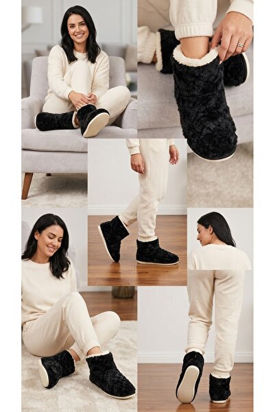 ELEZA STORE Winter Thick Sole Fleece Home Shoes Slippers