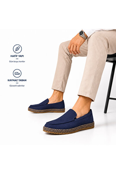 Erkek Günlük Loafer Ayakkabı Lacivert Hafif Rahat Kaymaz Taban Casual Ayakkabı