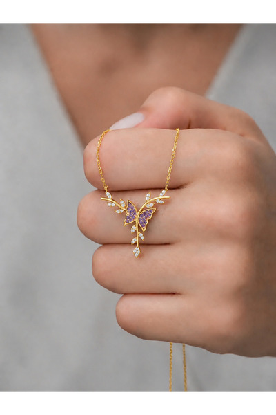 Karem Jewellery Butterfly on the Branch Gift Special Design Gold Color Plated...