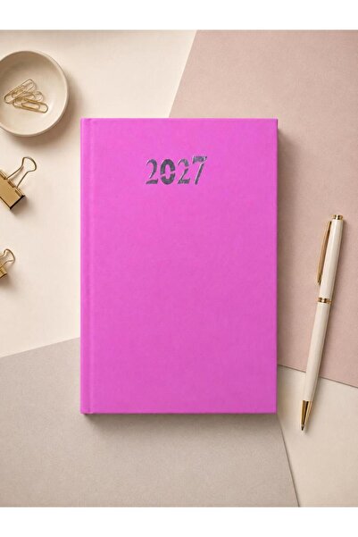OFİSİNN 2027 Cilt Bezli Sert Kapak 14x20 cm Planlayıcı Günlük Ajanda Pembe