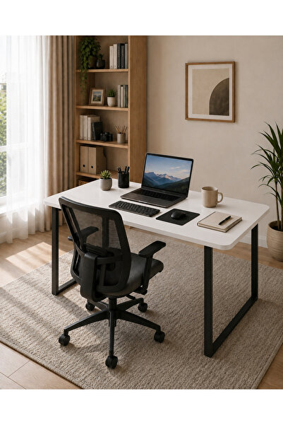 AVVİO 60x120 Cm Çalışma Masası Bilgisayar Masası Ofis Ders Yemek Masası Beyaz