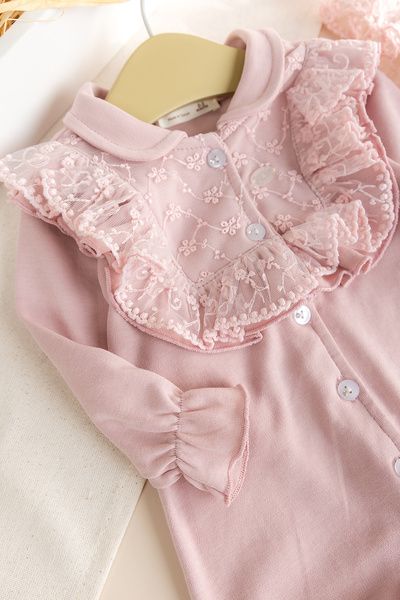 Babymod 100% Cotton Baby Girl Romper with Guipure Hat and Collar