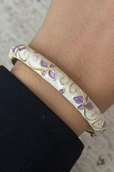 Nazellaa Colorful Enamel Floral Pattern Cuff Bracelet