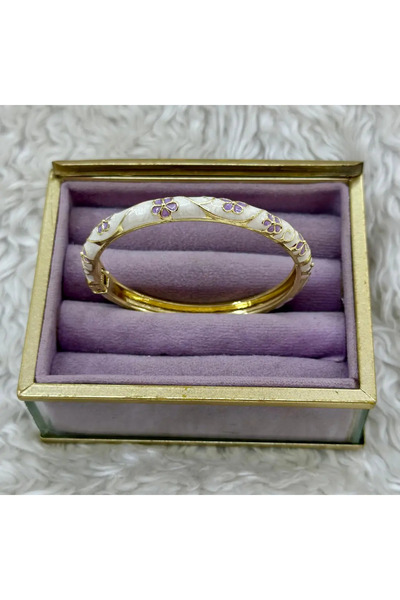 Nazellaa Colorful Enamel Floral Pattern Cuff Bracelet