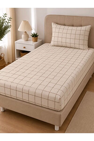 Bercetekstil Single Elastic Sheet Set + Pillowcase 100X200