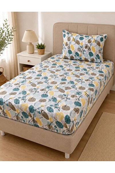 Bercetekstil طقم ملاءة سرير مطاطية مفردة + غطاء وسادة 100x200